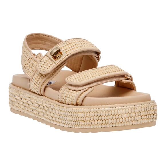 Steve Madden Women's Bigmona Platform Footbed Sandals Light Tan Size 9 1/2 M - Picture 1 of 4